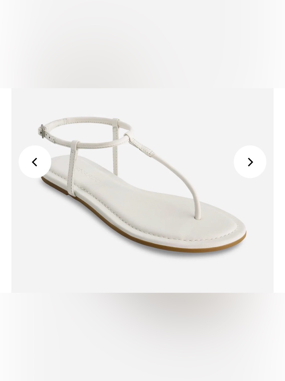 Bernardo HERCU Thong Sandal in White T-Strap Toe-Post Sandals Sling Back Leather
